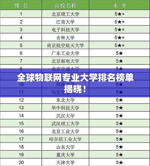 全球物聯網專業大學排名榜單揭曉！