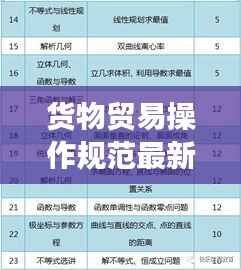 貨物貿(mào)易操作規(guī)范最新版解讀，全面梳理，掌握最新標(biāo)準(zhǔn)